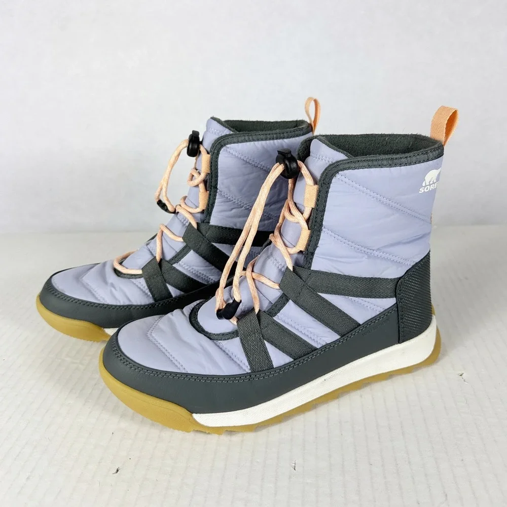 Sorel Winter Boots Womens Size 5 Whitney II Short Lace Purple Gray Pink